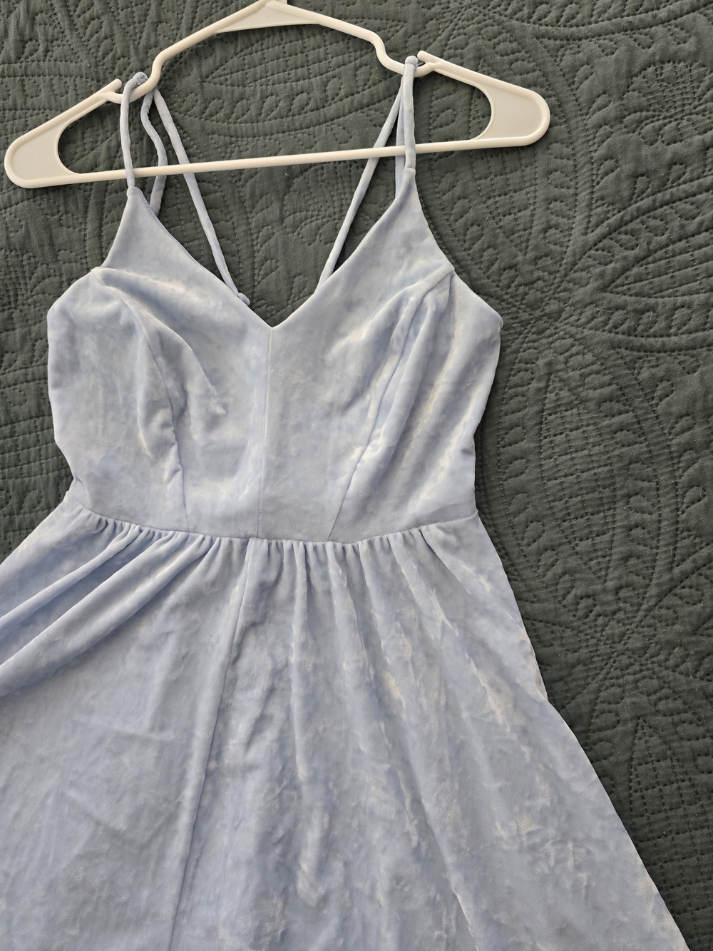 Wild Fable Blue Velvet Criss-Cross Back Slip Dress - Size Medium - Picture 5 of 6